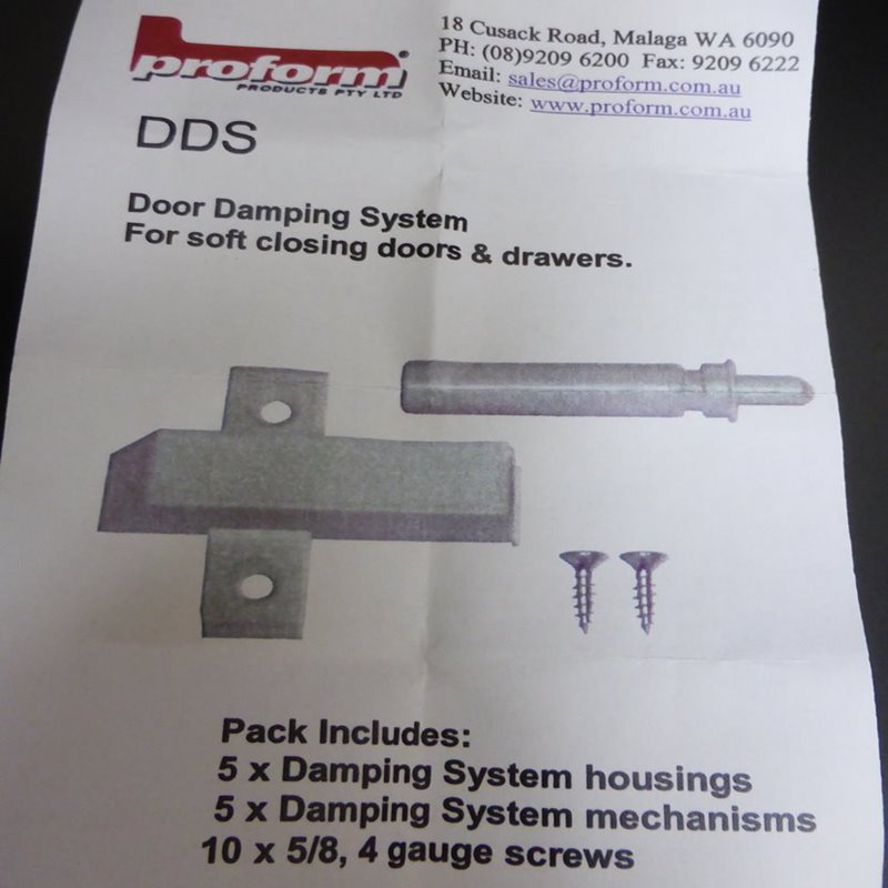 5* Door Damper System, Soft Close Proform Products