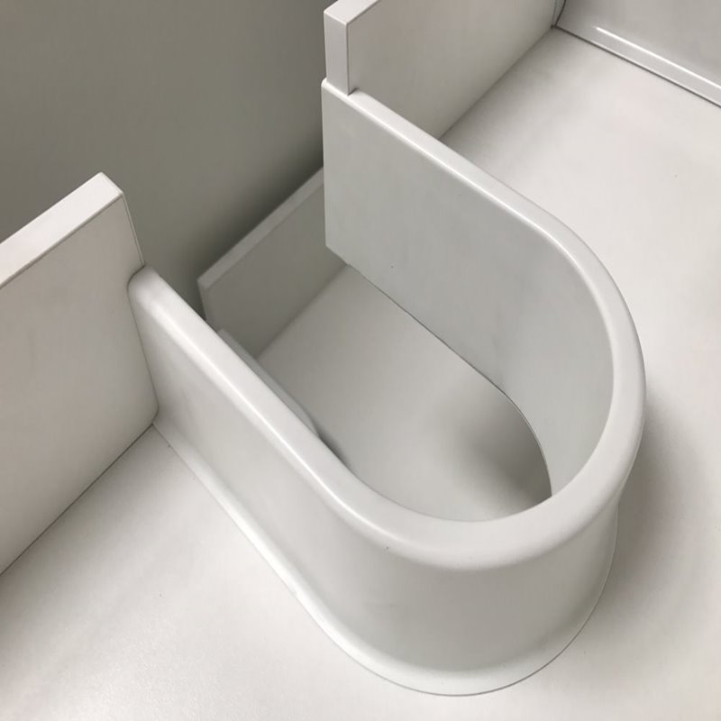 Smooth U Shaped Waste Drawer Back For Vanity White D220mm W164mm H89mm