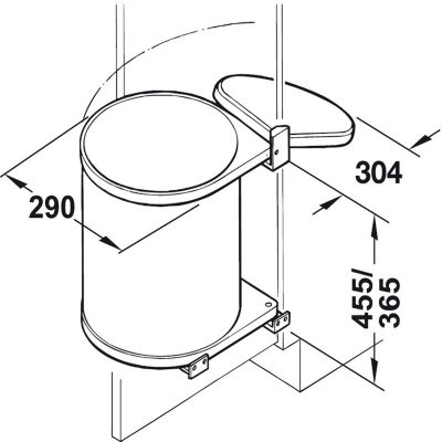 Swing Out Waste Bin, for Hinged Door Cabinets, 12 or 15 Litres, Hailo Mono (For cabinet width min. 400 mm – Steel, slate grey) - Image 2