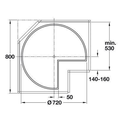 Three-quarter circle revolving shelf set, for base cabinet 800 x 800 mm - Image 4