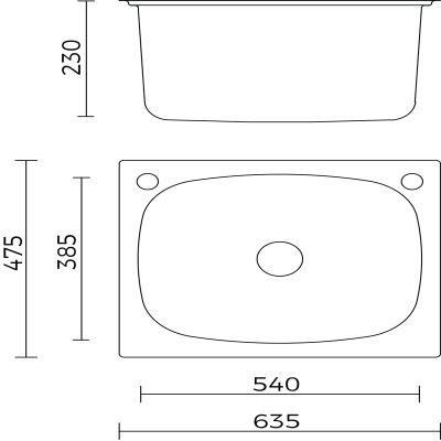 Everhard Classic 45L 2TH Utility Sink, 635Lx475Wx230D, 90mm Basket Waste Included - Image 2