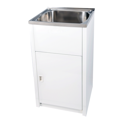 Everhard Classic 45L SS Slim Laundry Unit with Overflow, 870Hx500Wx600D, 90mm Basket Waste Included