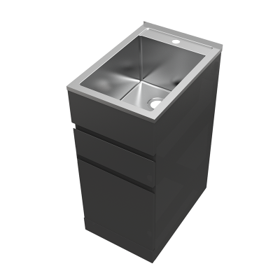 Everhard Excellence 35L Matte Black Drawer System Laundry Unit, 870Hx390Wx570D, 90mm Basket Waste Included