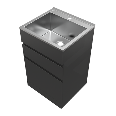 Everhard Excellence 45L Matte Black Drawer System Laundry Unit, 870Hx555Wx510D, 90mm Basket Waste Included