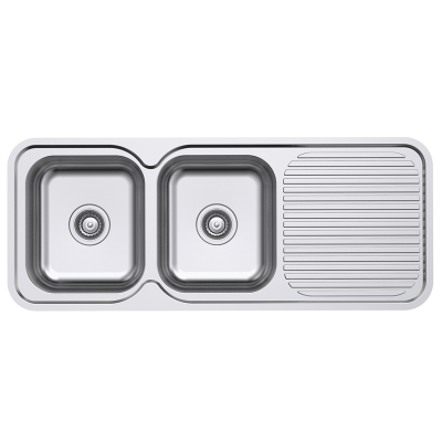 Everhard Classic Standard 1180 NTH 2 Bowl & Drainer, 1180Lx480X180D, 90mm Basket Waste Included