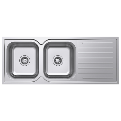 Everhard Classic Square 1180 NTH 2 Bowl & Drainer, 1180Lx480Wx180D, 90mm Basket Waste Included