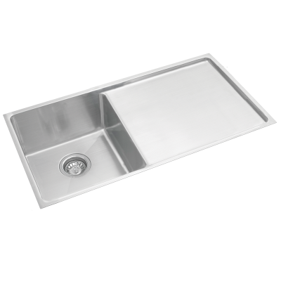 Everhard Excellence Squareline Single Bowl & Drainer, 870Lx440Wx200D, 90mm Basket Waste Included