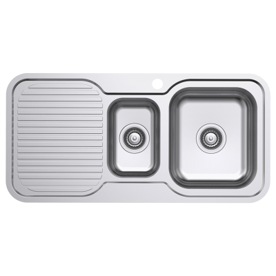 Everhard Classic Standard 980 1TH RH 1.5 Bowl & Drainer, 980Lx480Wx180D, 90mm Basket Waste Included