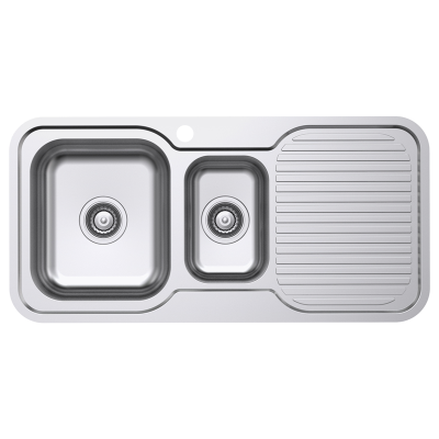 Everhard Classic Standard 980 1TH LH 1.5 Bowl & Drainer, 980Lx480Wx180D, 90mm Basket Waste Included