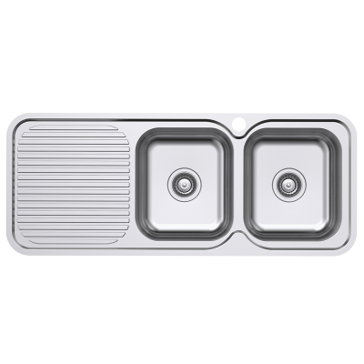 Everhard Classic Standard 1180 1TH RH 2 Bowl & Drainer, 1180Lx480X180D, 90mm Basket Waste Included