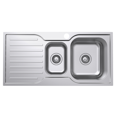 Everhard Classic Square 980 1TH RH 1.5 Bowl & Drainer, 980Lx480Wx180D, 90mm Basket Waste Included