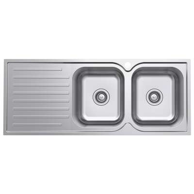 Everhard Classic Square 1180 1TH RH 2 Bowl & Drainer, 1180Lx480Wx180D, 90mm Basket Waste Included