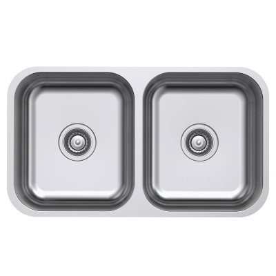 Everhard Classic Standard Double Bowl (NO Drainer), 785Lx450Wx180D, 90mm Basket Waste Included