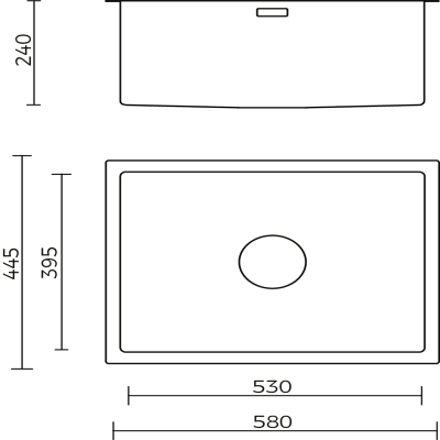Everhard Excellence Squareline 42L Utility Sink, 580Lx445Wx240D, 90mm Basket Waste Included - Image 2