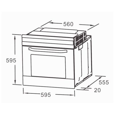 OVEN,60CM,70L,8FUNC,GLASS DOOR,CLOCK, BLK - Image 2