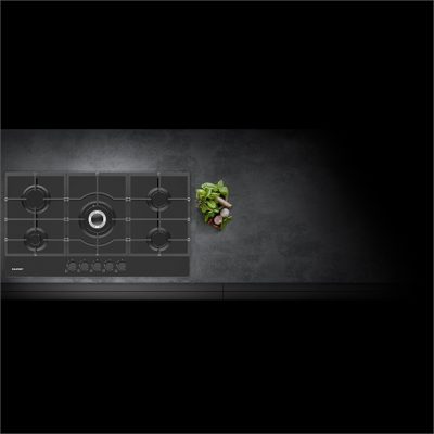 BLAUPUNKT COOKTOP GAS 90CM 5 BURNER BLACK GLASS CAST IRON TRIVETS - Image 2