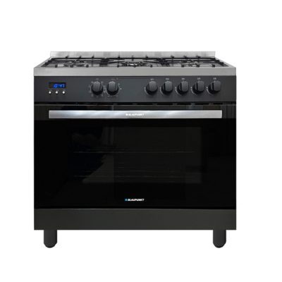 BLAUPUNKT FREESTANDING COOKER/OVEN 90CM GAS 5Z CAST IRON 9FUNC 90L, BLACK (Plug & Play, Natural Gas)