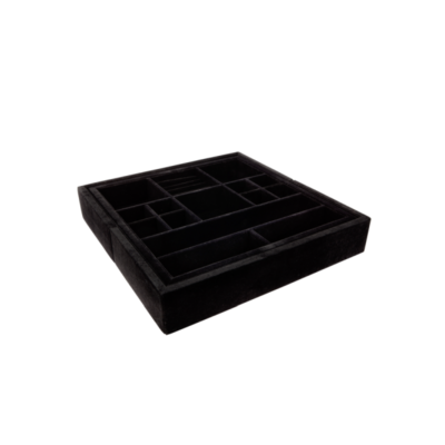 Jewellery Tray Insert 15 Felt Compartments 65h*375-600w*375d Black - Image 3