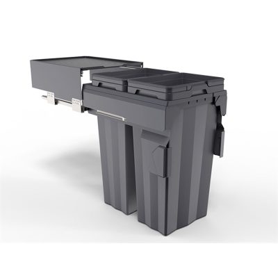 TERAMO BIN 62L (2 X 31L) 400W CABINET GREY SOFT-CLOSING